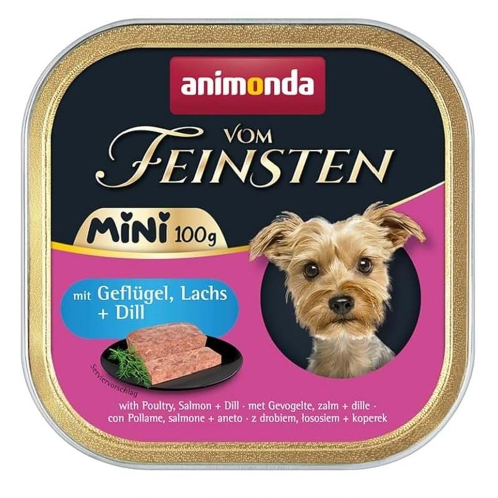Animonda Vom Feinsten Kümes Hayvanlı Ve Somonlu Yetişkin Mini Irk Köpek Konservesi 100G