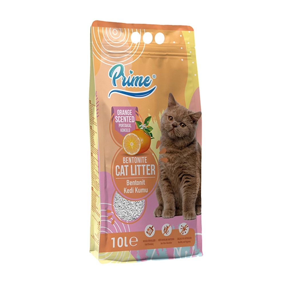 Prime İnce 10 Lt Portakal Kokulu Bentonit Kedi Kum