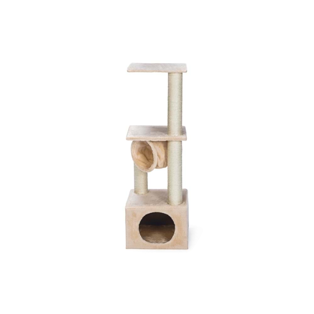 Tırmalama Ağacı Bej Kedi Evi 53*35*103