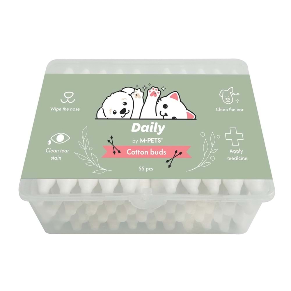 M-PETS DAİLY KULAK BURUN GÖZYAŞI TEMİZLEME PAMUĞU 55Lİ