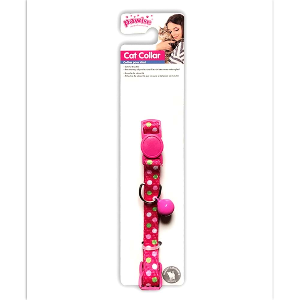 Pawise Puantiyeli Pembe Kedi Boyun Tasması 30 cm