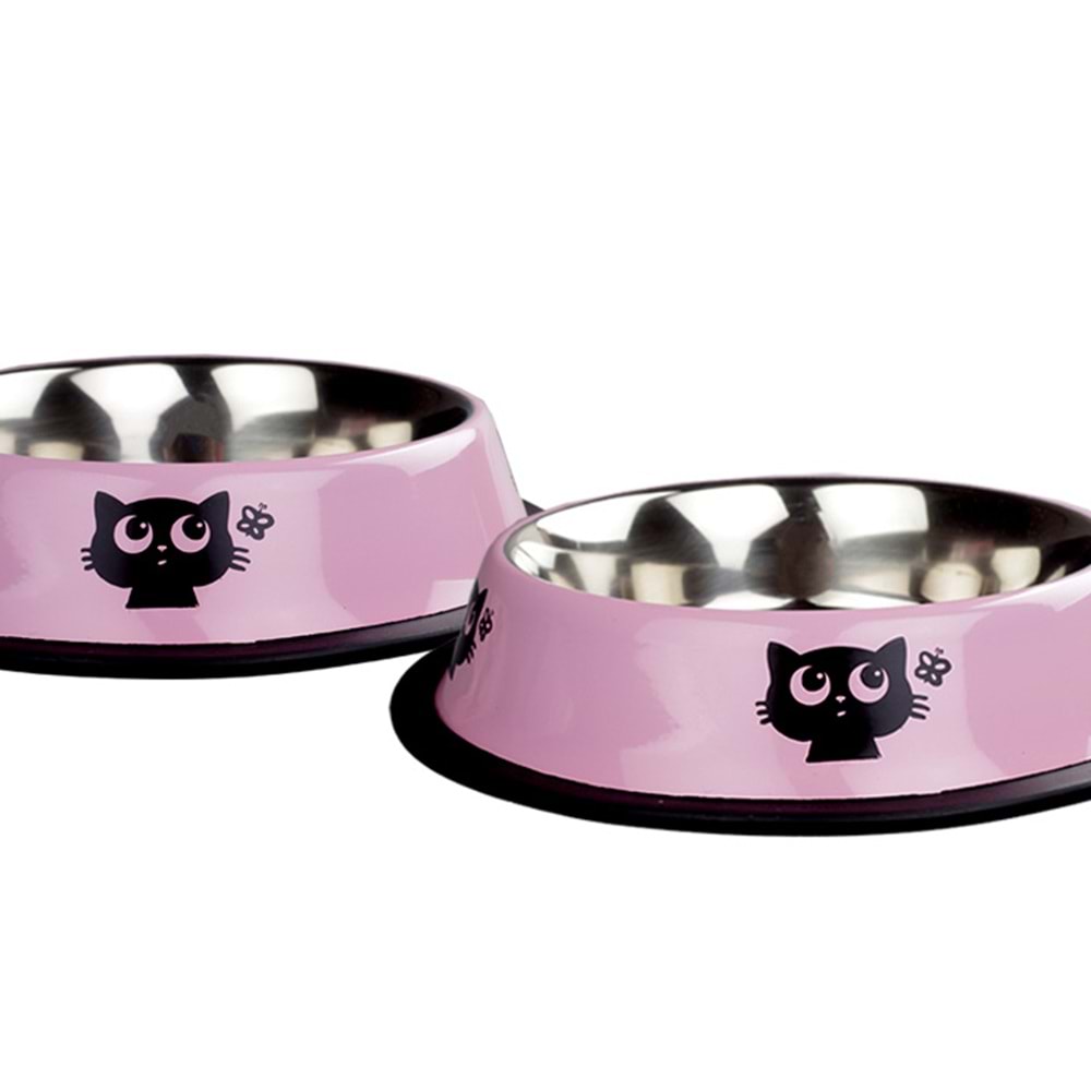 Fancy Paws Kedi Desen Ç. Mama Kabı-Pembe-16 Oz.-15.5Cm