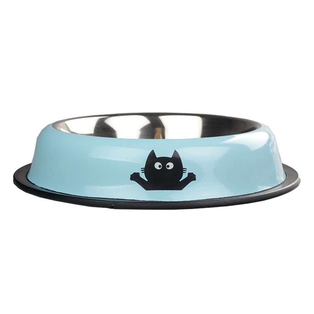 Fancy Paws Kedi Desen Ç. Mama Kabı-Mavi-16 Oz.-15.5Cm