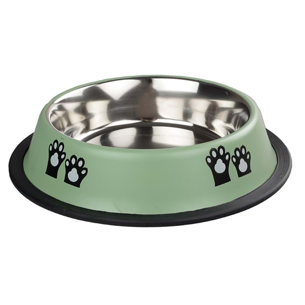 Fancy Paws Kedi Desen Ç.Mama Kabı-Yeşil-16 Oz.-15.5Cm