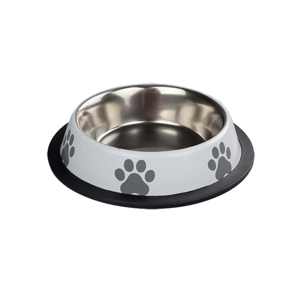 Fancy Paws Pati Baskılı Beyaz Ç.Mama Kabı-8 Oz- 12Cm