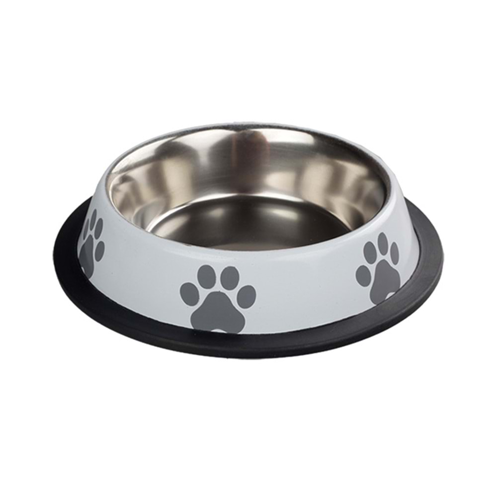 Fancy Paws Pati Baskılı Beyaz Ç.Mama Kabı-16 Oz- 15.5Cm