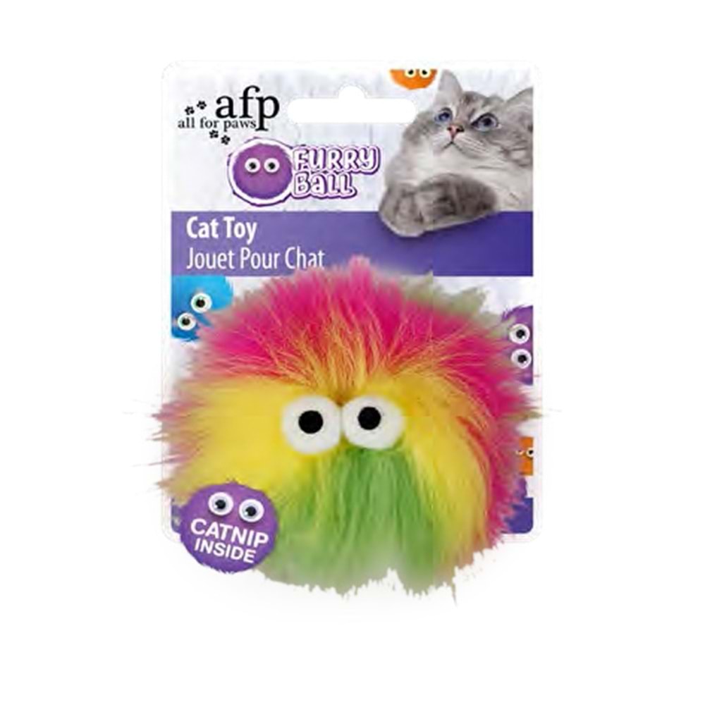 Furry Ball-Fluffer Catnipli- Sarı 9,5X9X5X5 Cm
