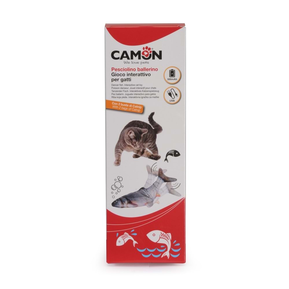Camon Dans Eden Balık - Etkileşimli Kedi Oyuncağı Usb Şarjlı