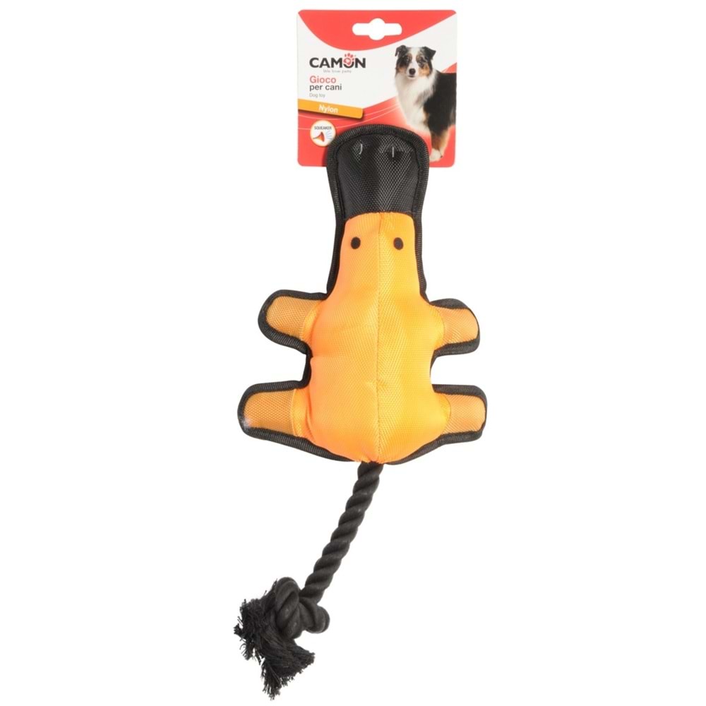 Dog Toy - Nylon Duck With Squeaker And Rope - 38Cm