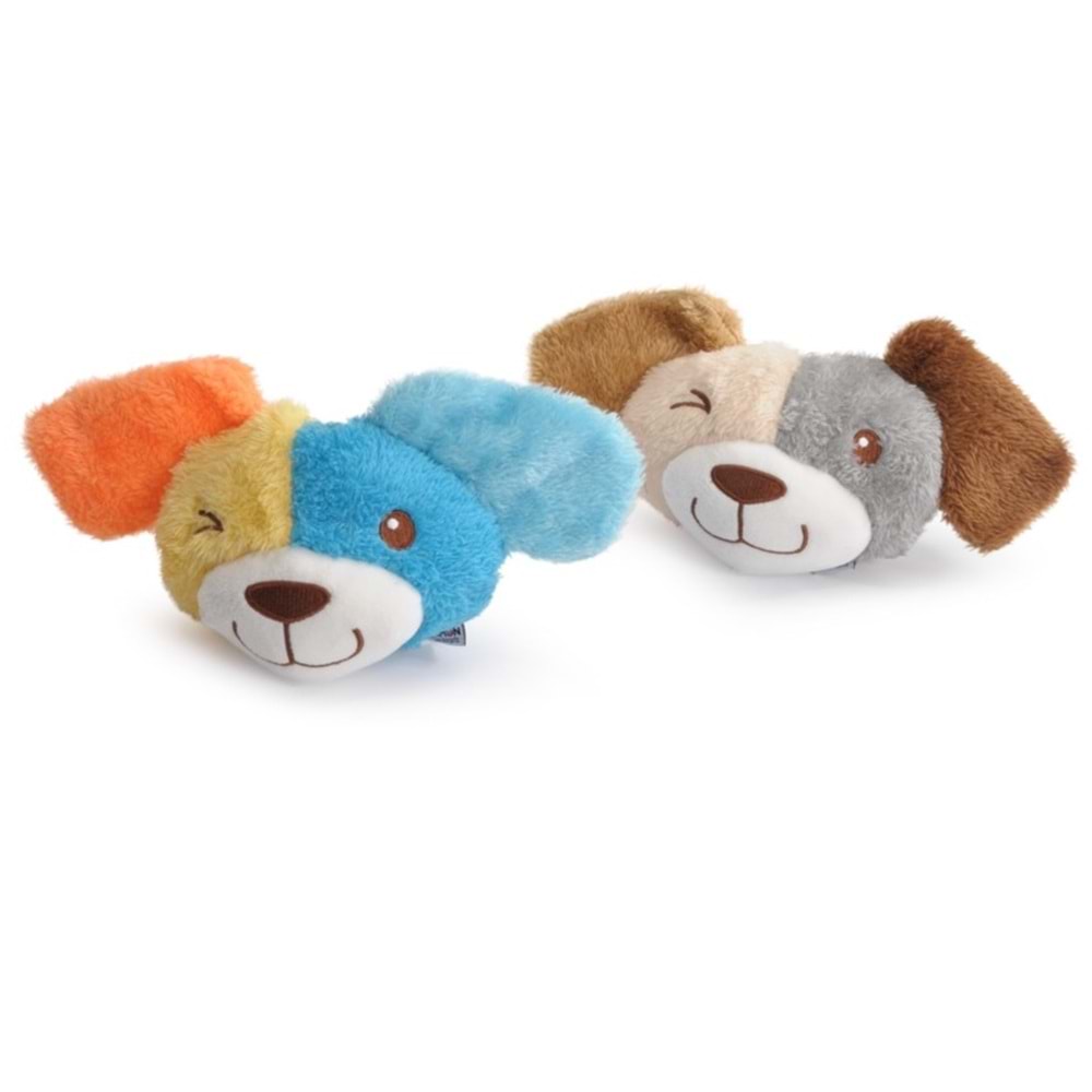 Dog Toy - Polyester Dog Head W/ Squeaker And Crinkle, Approx. 27Cm