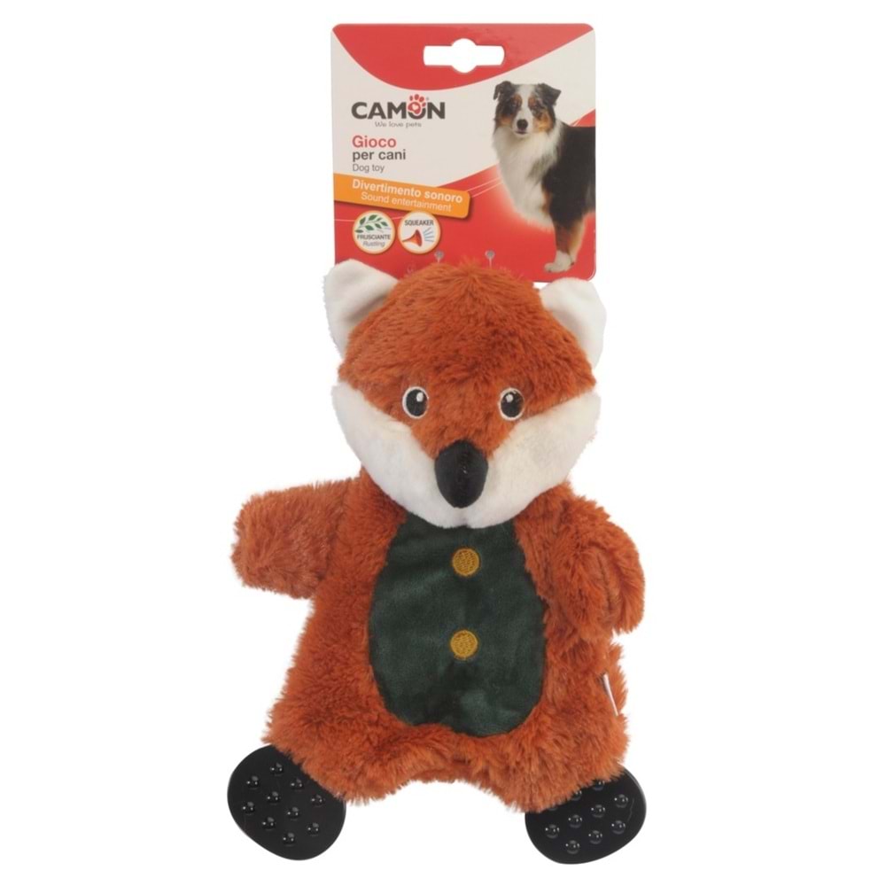 Dog Toy İn Polyester W/Plastic Paws, Raccoon W/ Squeaker And Crinkle, 26Cm