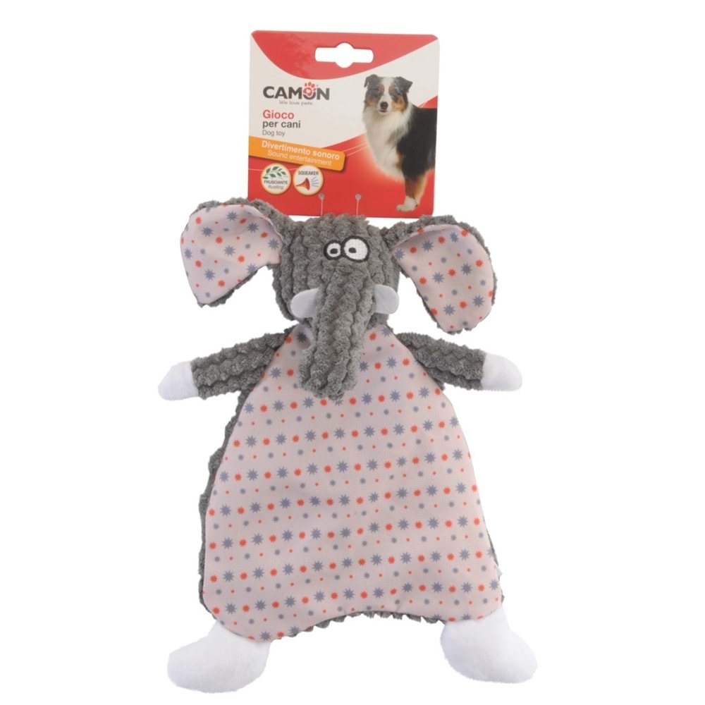 Dog Toy - Polyester Elephant And Fox W/Squeaker And Crinkle, 30Cm