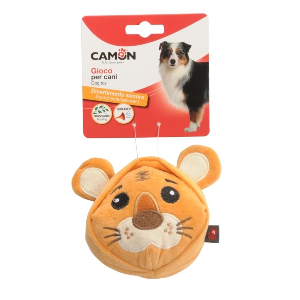 Polyester Dog Toy, Three Subjects, Rustling Dog Head W/Squeaker - Approx. 10Cm
