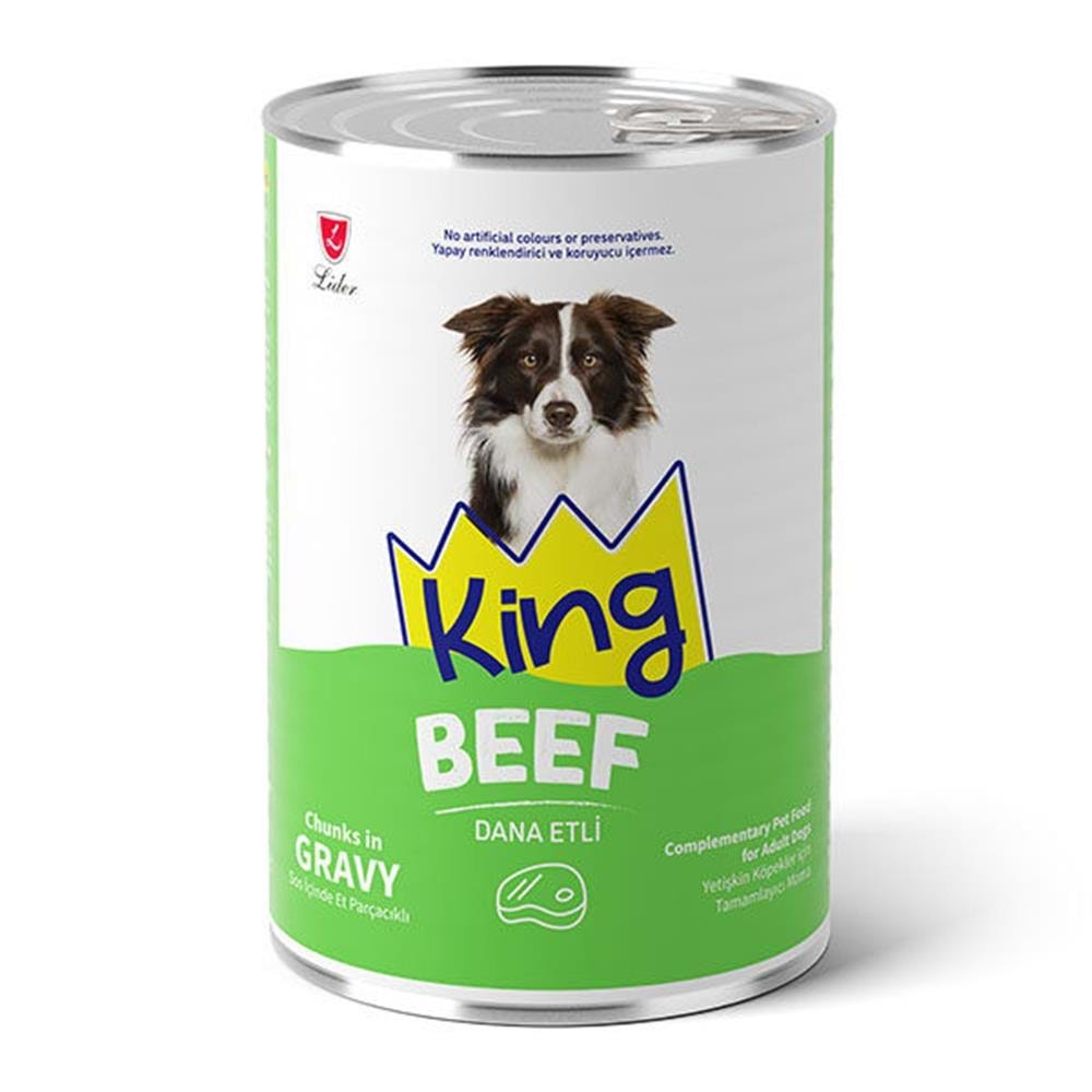Kıng Konserve Sos İçinde Et Parçacıklı Dana Etli Yetişkin Köpek Maması 400 G