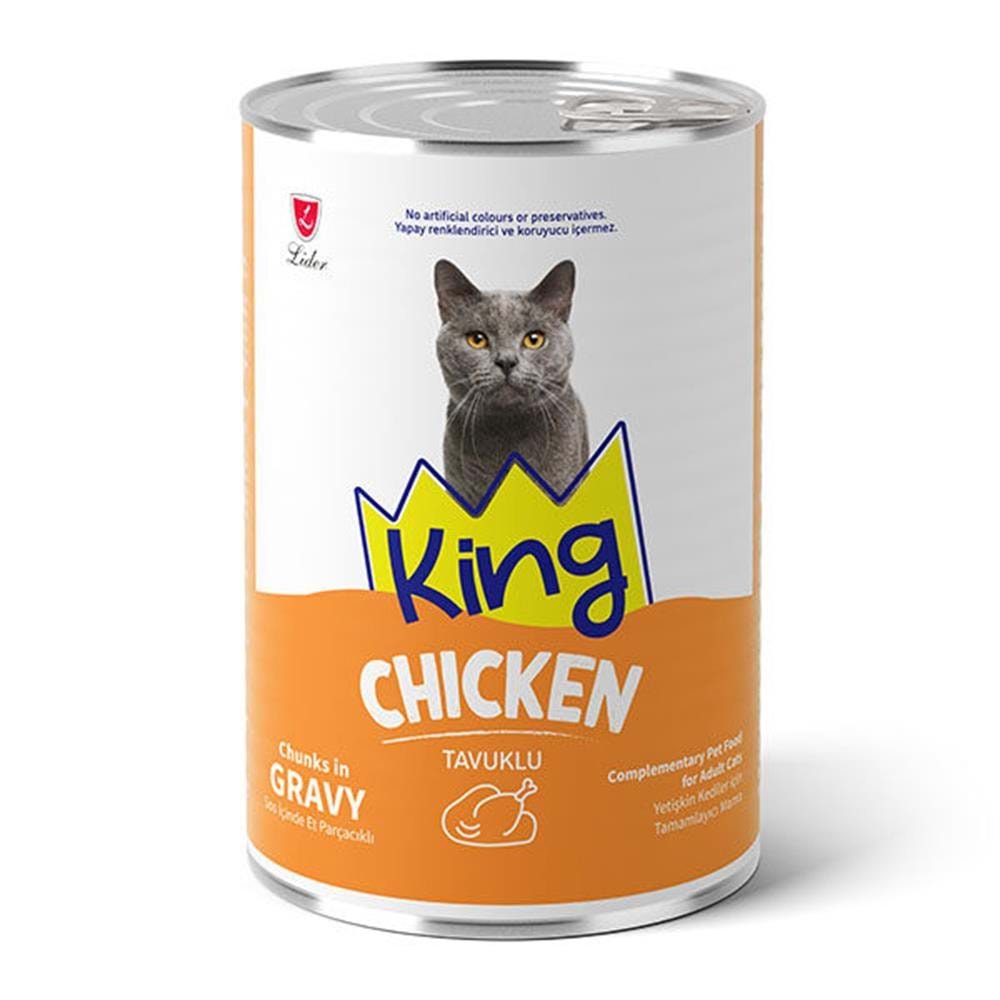 Kıng Konserve Sos İçinde Et Parçacıklı Tavuklu Yetişkin Kedi Maması 400 G
