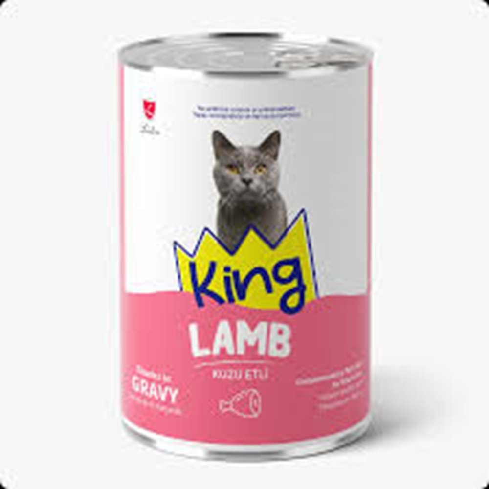 Kıng Konserve Sos İçinde Et Parçacıklı Kuzu Etli Yetişkin Kedi Maması 400 G