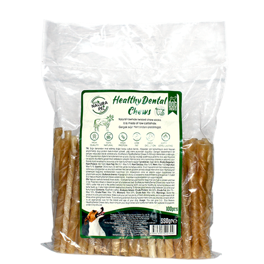 Eco Natura Pet Healty Dental Chews Natural Burgu Kemik 13Cm 100Lü 550Gr