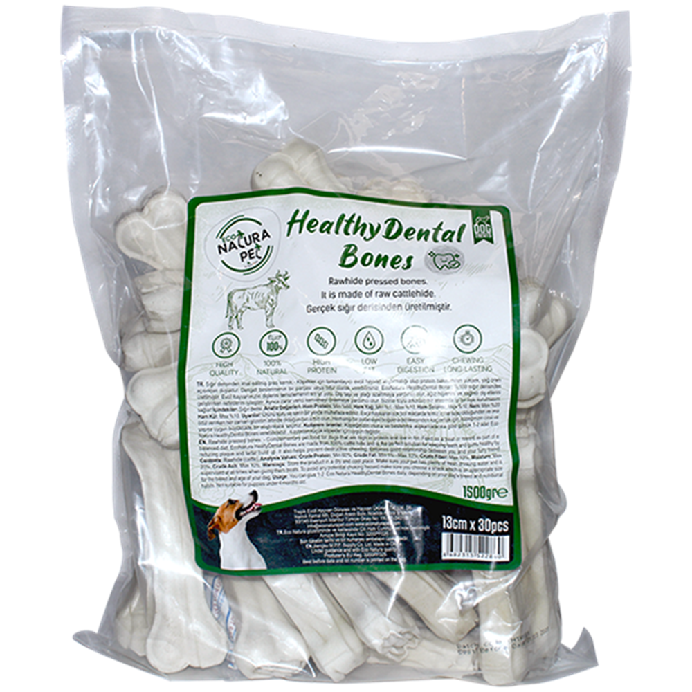 Eco Natura Pet Healty Dental Bones Beyaz Pres Kemik 13Cm 30Lu 1500Gr