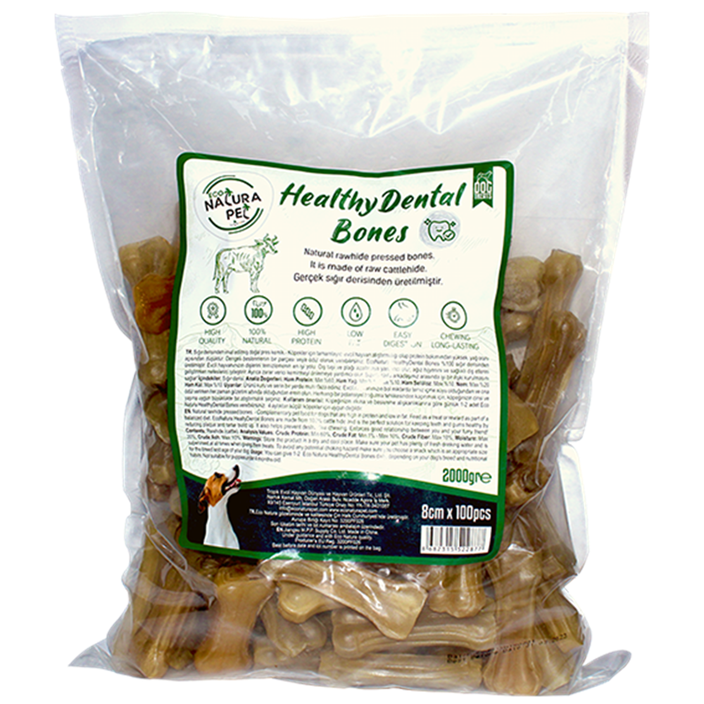 Eco Natura Pet Healty Dental Bones Natural Pres Kemik 8Cm 100Lü 2000Gr
