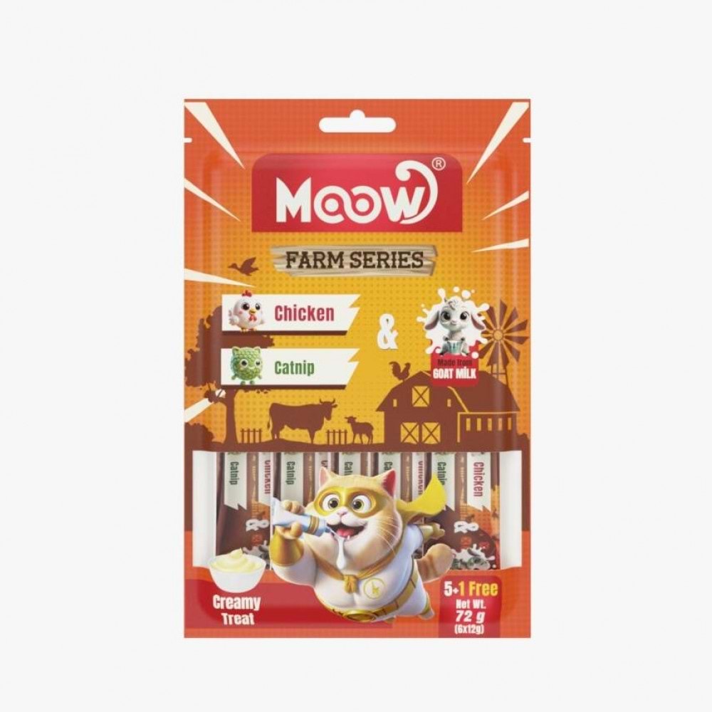 Moow Tavuklu&Kedı Nanelı Keçı Sütlü 12Gr X 6 12 Lı Lı Kedı Krema Ödülü