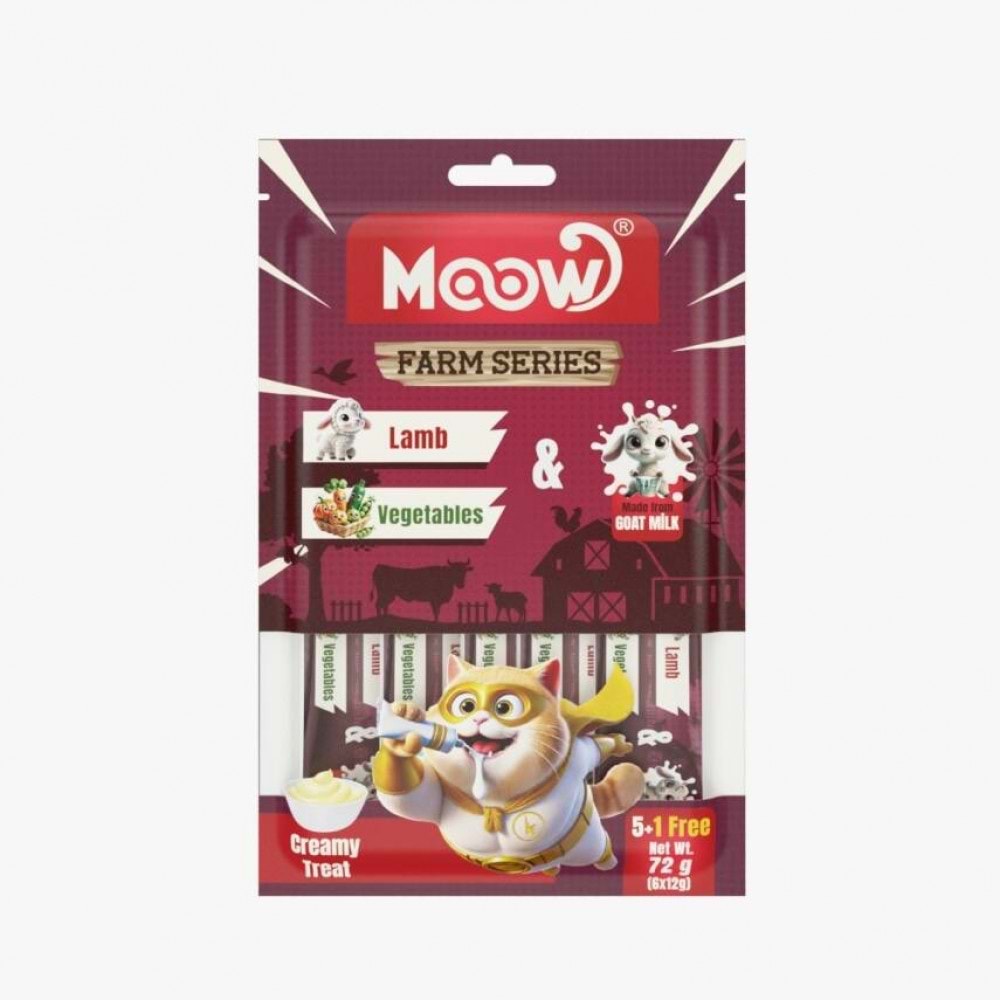 Moow Kuzu Etlı&Sebzelı Keçı Sütlü 12Gr X 6 12 Lı Kedı Krema Ödülü
