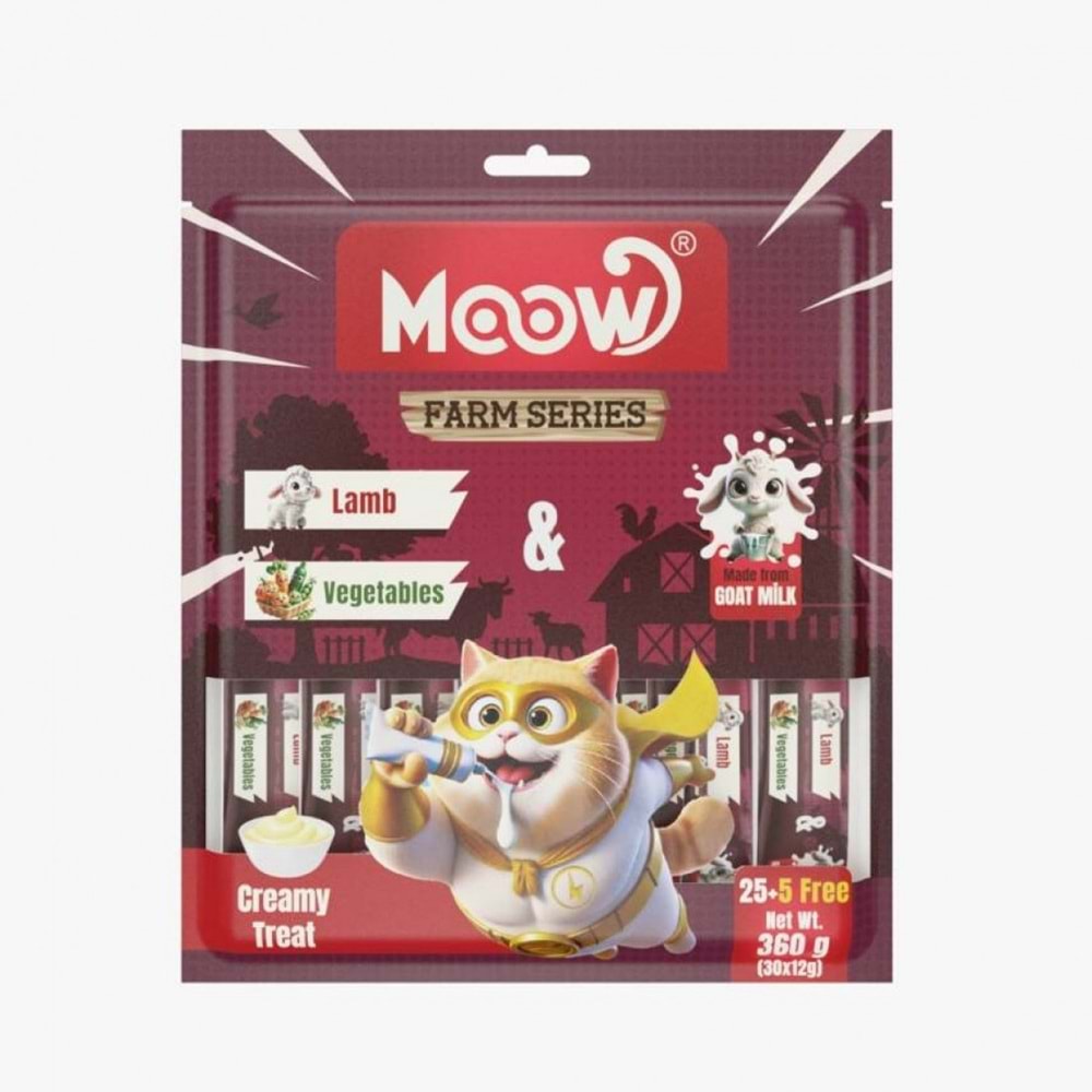 Moow Kuzu Etlı&Sebzelı Keçı Sütlü 12Gr X 30' Lu Kedı Krema Ödülü
