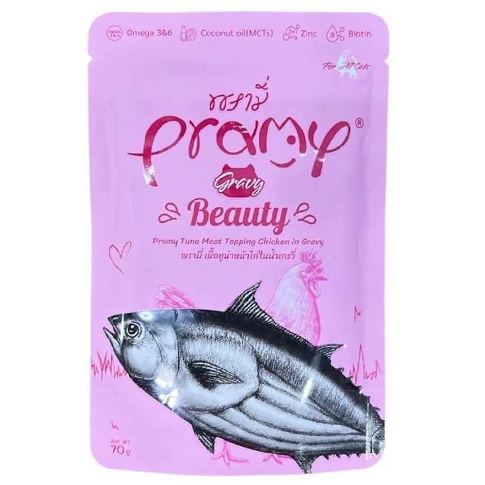 Pramy Pouch Sos İçinde Ton Balıklı Ve Tavuklu Kedi Maması 70 G