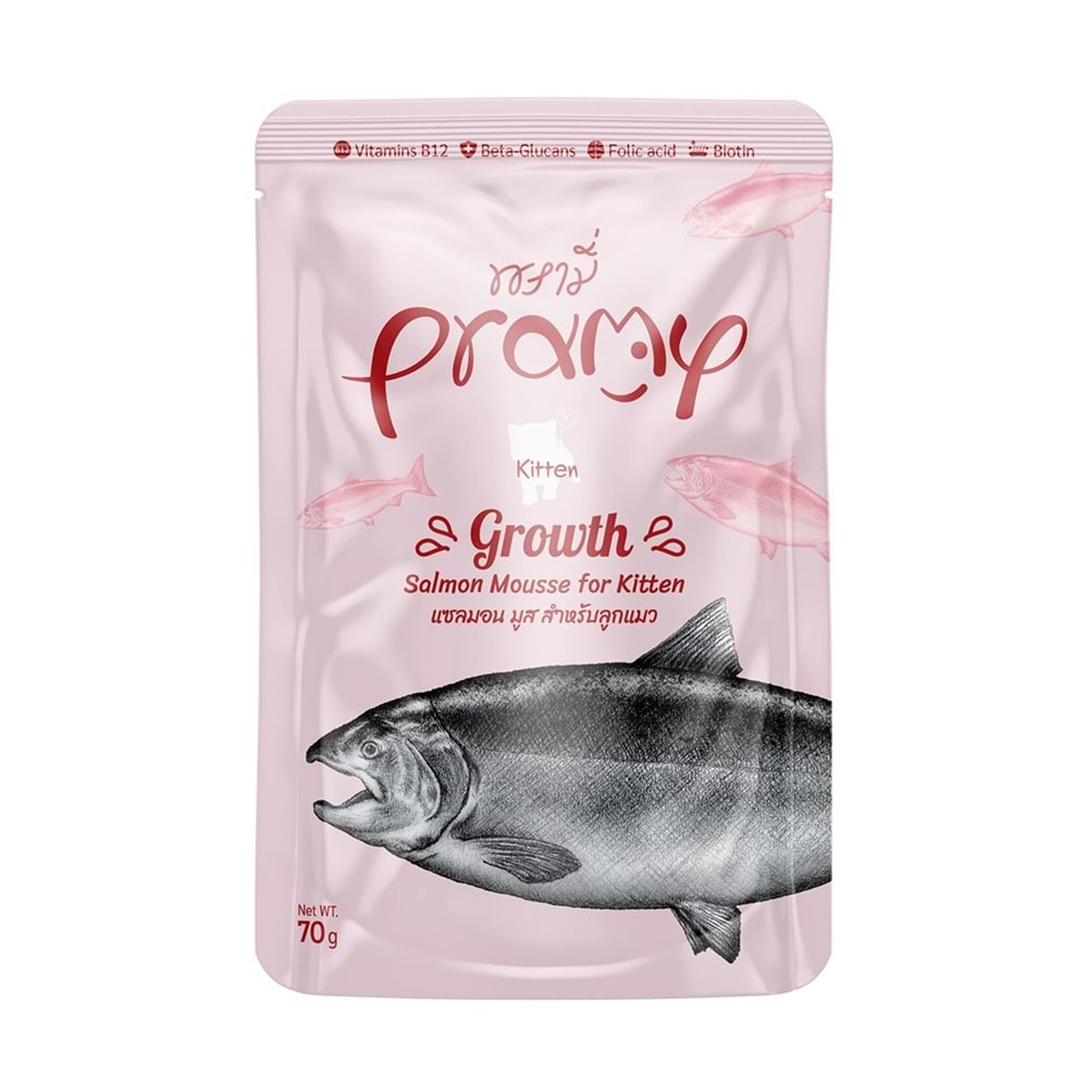 Pramy Pouch Yavru Kediler İçin Somonlu Mousse 70 G