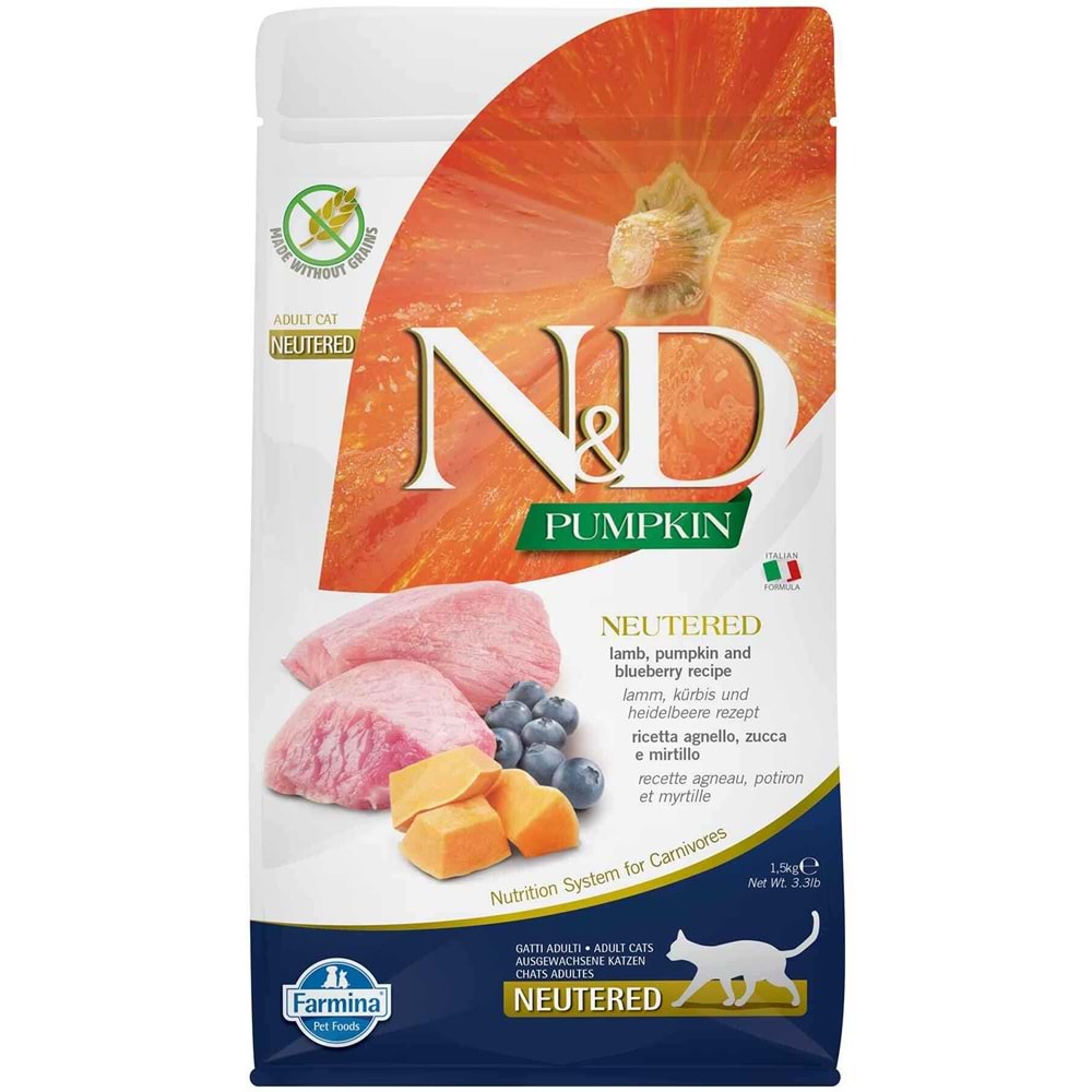 N&D PUMPKIN CAT LAMB & BLUEBERRY NEUTERED ADULT 1,5 KG