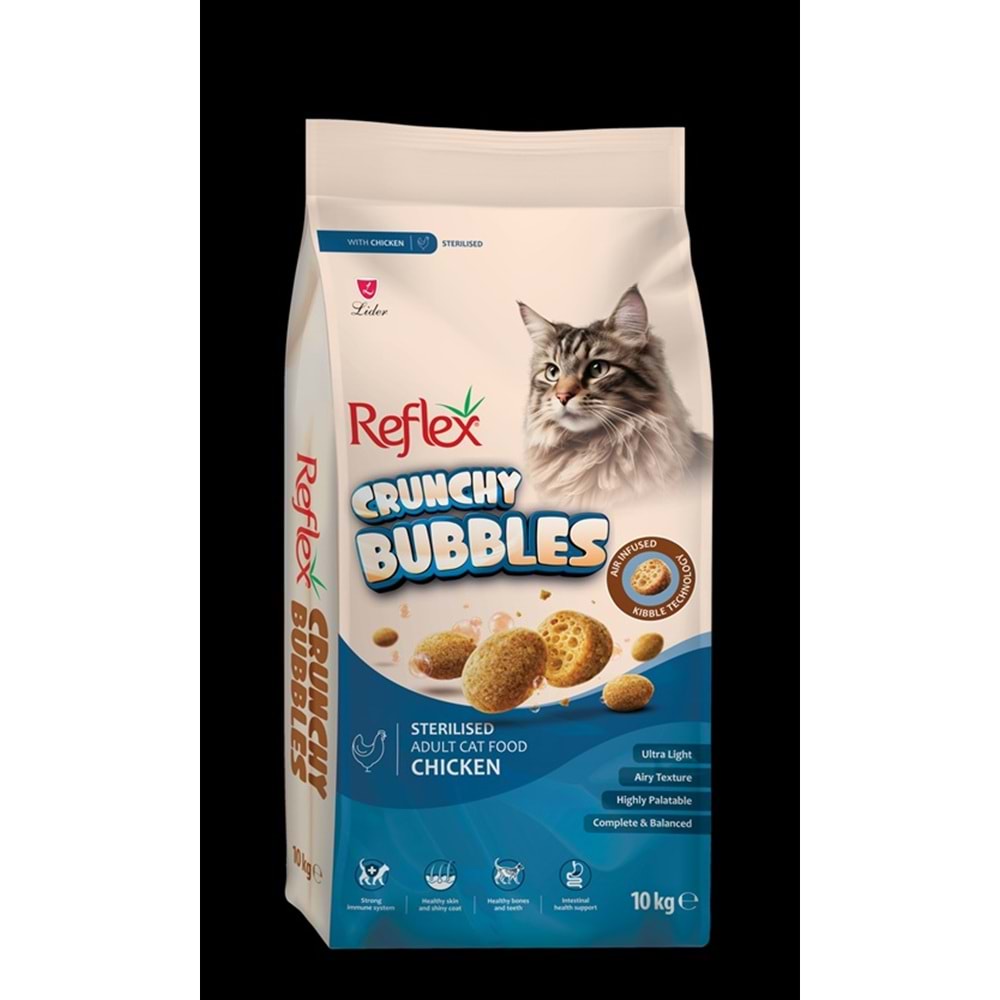 REFLEX CRUNCHY BUBBLES TAVUKLU KISIRLAŞTIRILMIŞ YETİŞKİN KEDİ MAMASI 10 KG