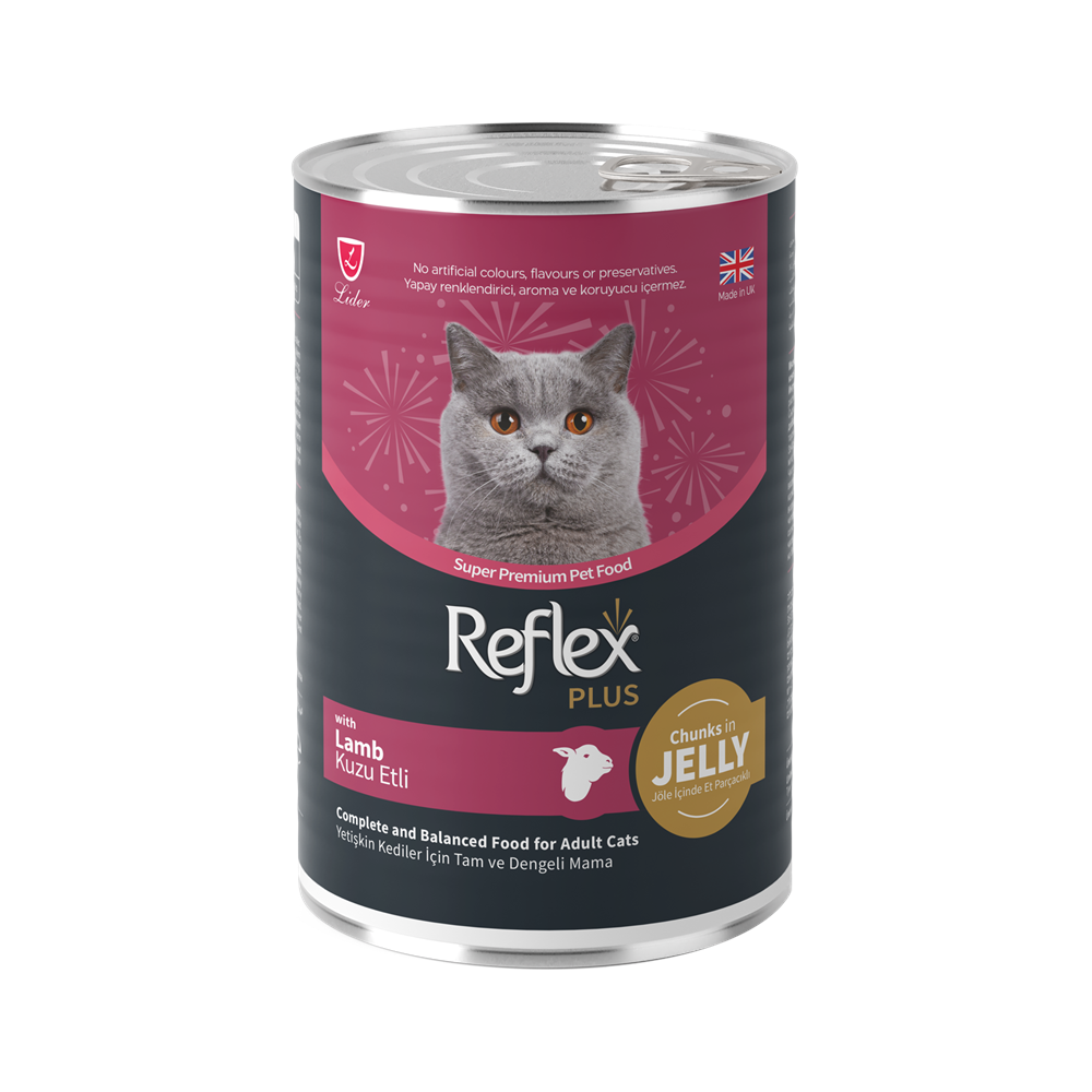 Reflex Plus Konserve Jöle İçinde Et Parçacıklı Kuzu Etli Yetişkin Kedi Maması 400 G