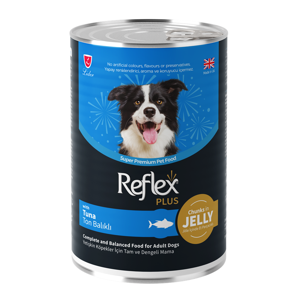 Reflex Plus Konserve Jöle İçinde Et Parçacıklı Ton Balıklı Yetişkin Köpek Maması 400 G