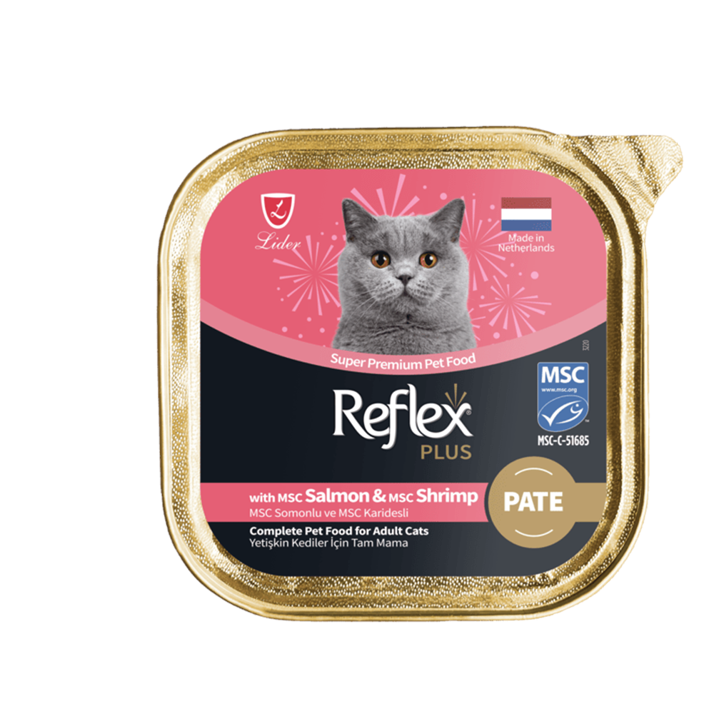 Reflex Plus Alu Tray Pate Somonlu Ve Karidesli Yetişkin Kedi Maması 85 G