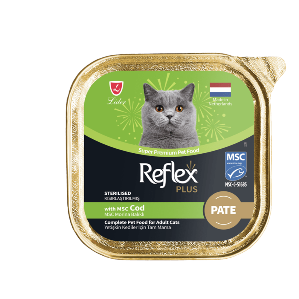 Reflex Plus Alu Tray Pate Morina Balıklı Kısırlaştırılmış Yetişkin Kedi Maması 85 G