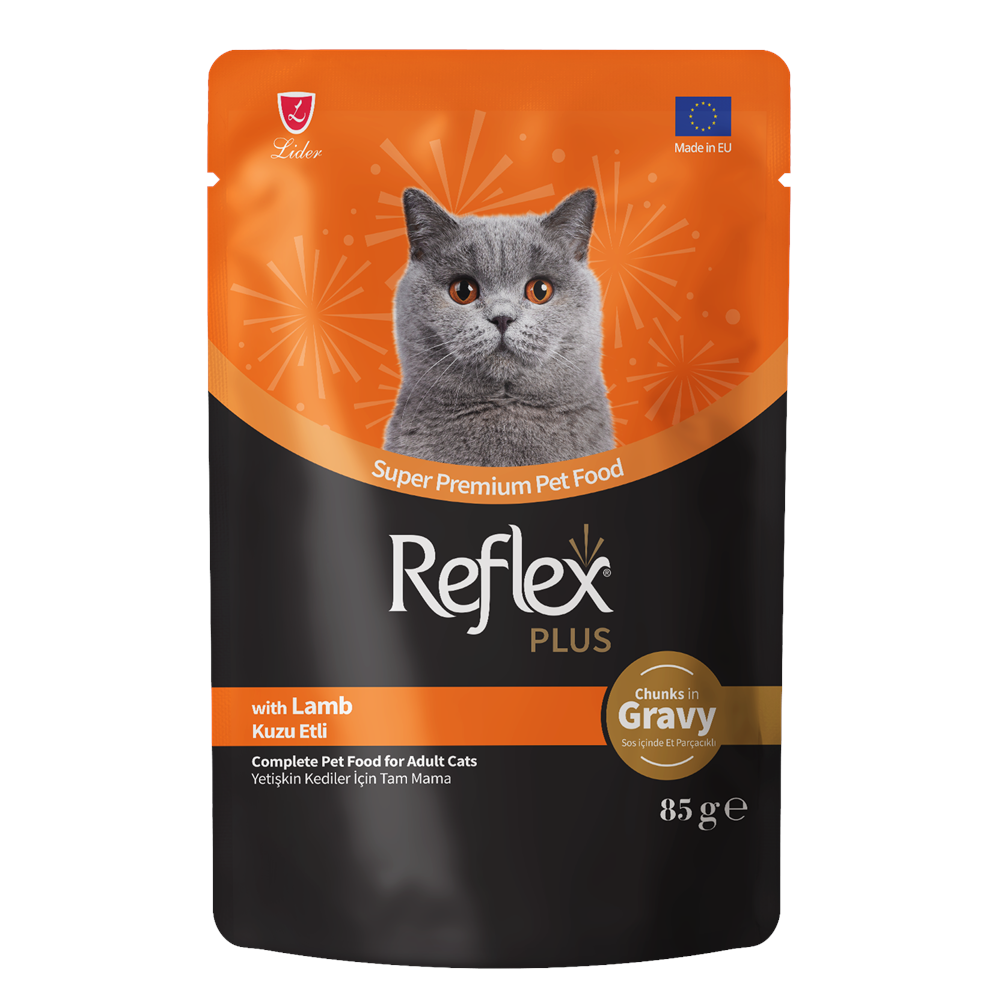 Reflex Plus Pouch Sos İçinde Et Parçacıklı Kuzu Etli Yetişkin Kedi Maması 85 G