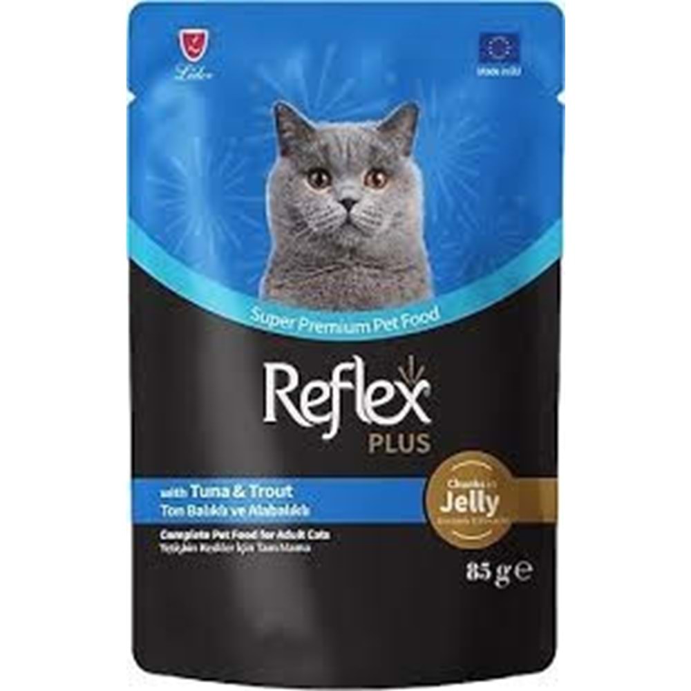 Reflex Plus Pouch Jöle İçinde Et Parçacıklı Ton Balıklı Ve Alabalıklı Yetişkin Kedi Maması 85 G
