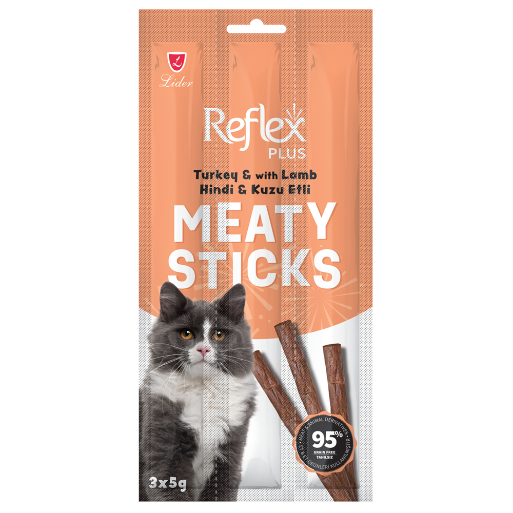 Reflex Plus Hindi Ve Kuzu Etli Çubuk Yetişkin Kedi Ödül Maması 15 G