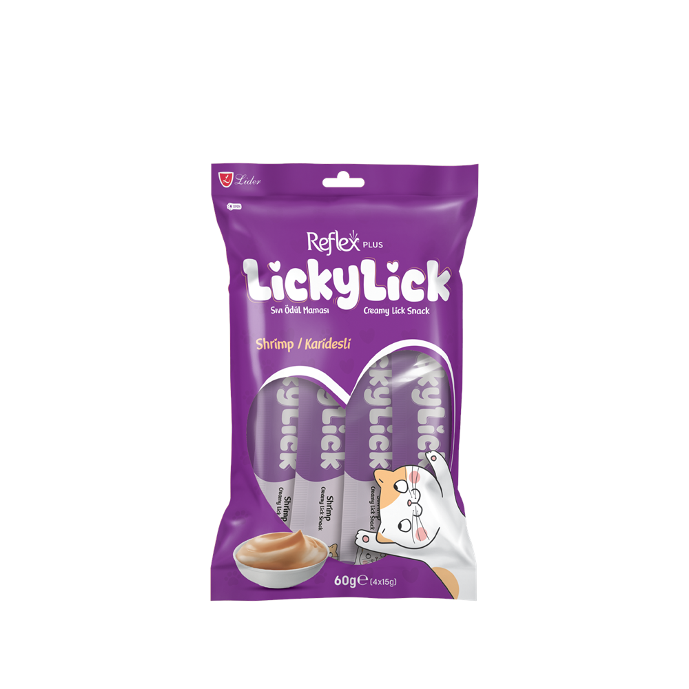 REFLEX PLUS LICKYLICK KARİDESLİ SIVI ÖDÜL MAMASI 4lü