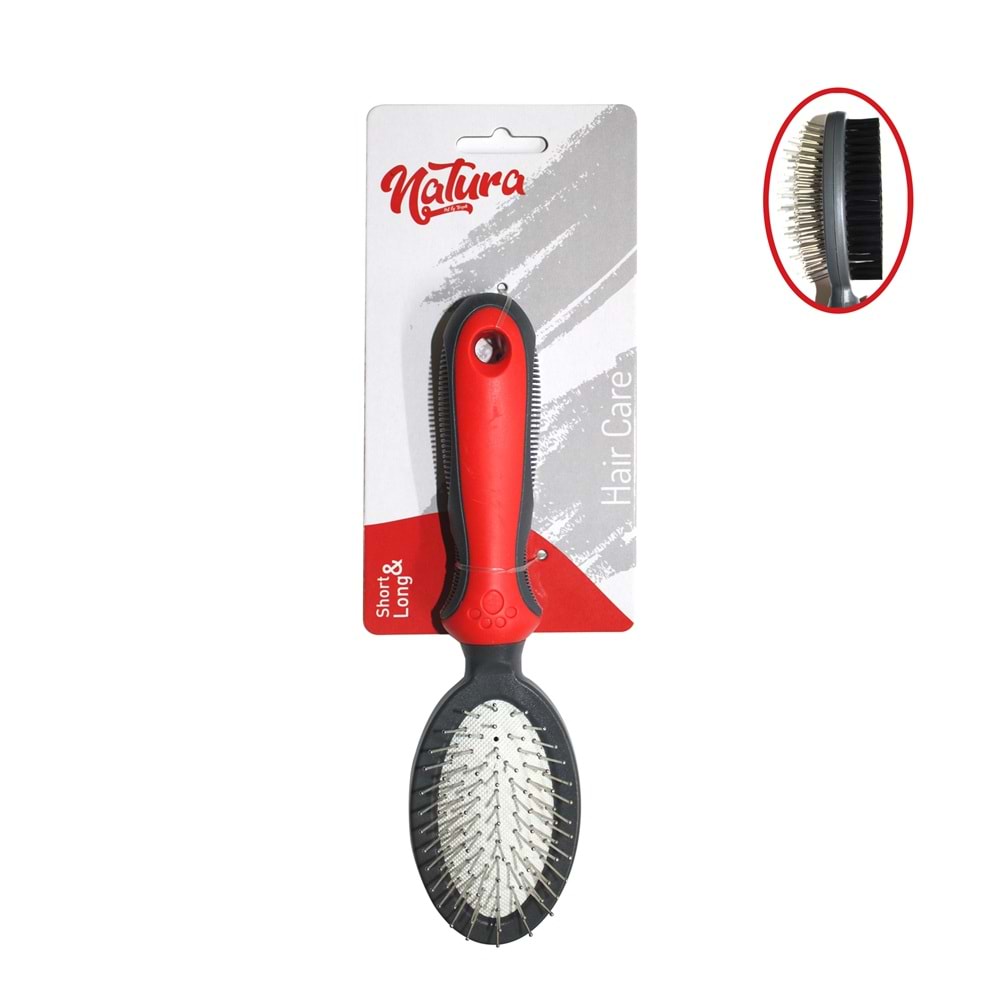 Natura Çift Tarafı Kedi Köpek Oval Fırça Mk325 Small