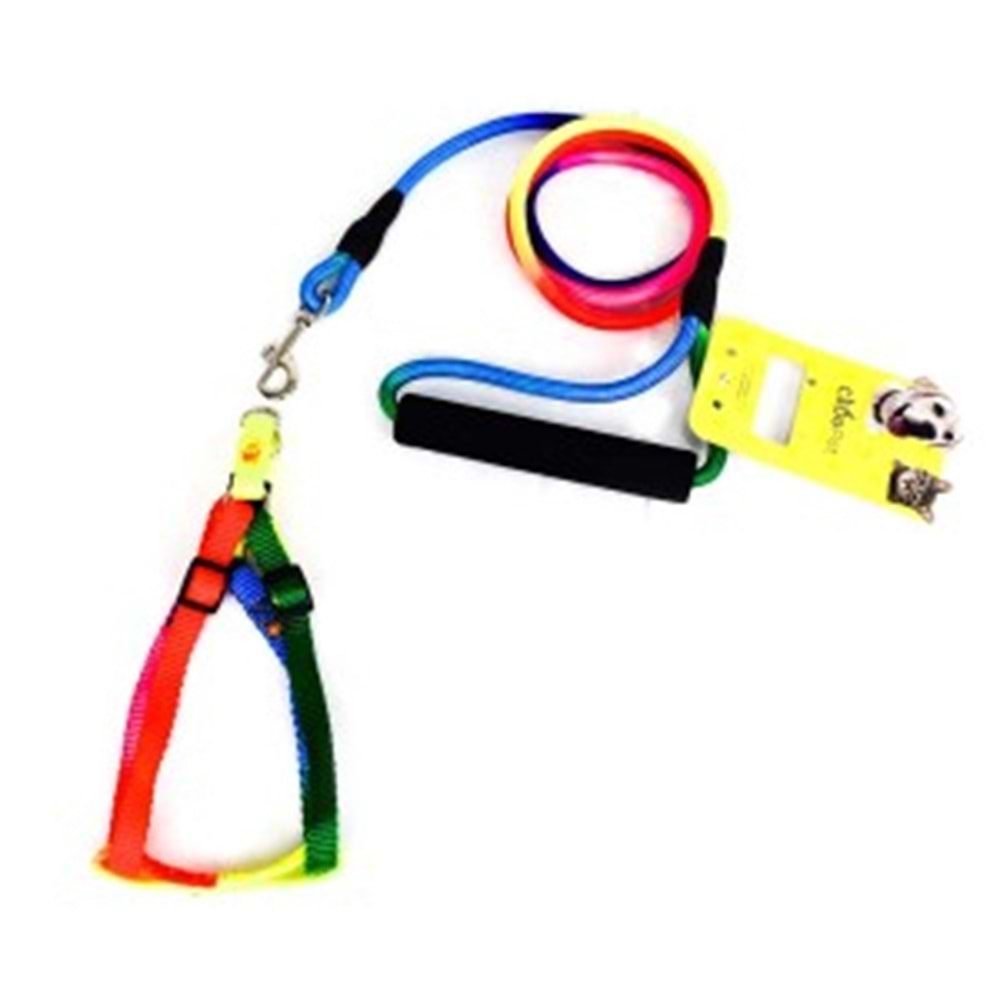 21-2-1 Cadopet 6 Mm Fitil Gezdirmeli Gökkuşağı Bel Tasma Takım