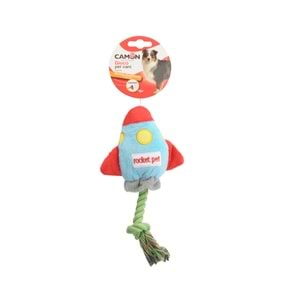 Dog Toy İn Polyester And Rope, Two Subjects, Rockets W/Squeaker - Approx. 20Cm