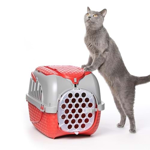 Bama Köpekler Ve Kediler İçin Transporter Kırmızı 52X33X34 Cm