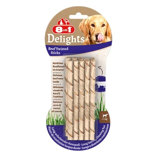 8IN1 DelightsBurgu Çubuk KöpekÖdül Kemiği Sığır Etli- 55GR