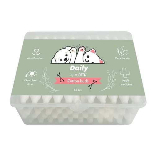 M-PETS DAİLY KULAK BURUN GÖZYAŞI TEMİZLEME PAMUĞU 55Lİ