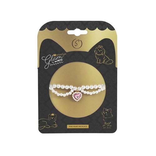 60801799 M-PETS GLAM PRESTİGE AKSESUAR KALP KOLYE PEMBE (S)