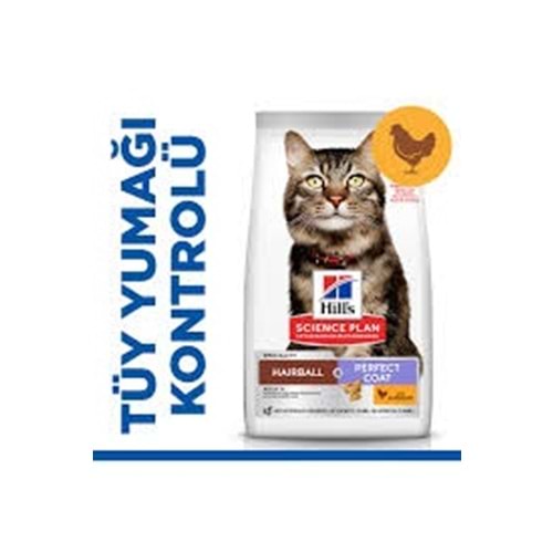 Hill's SP Tüy Yumağı Kontrolü ve Mükemmel Tüyler için Tavuklu Yetişkin Kedi Maması 1,5KG
