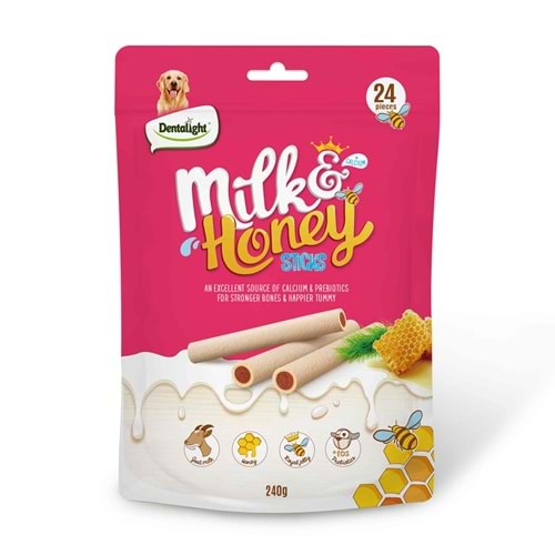 Dntlght Dog Milk&Honey Sticks 240G(Tekli)