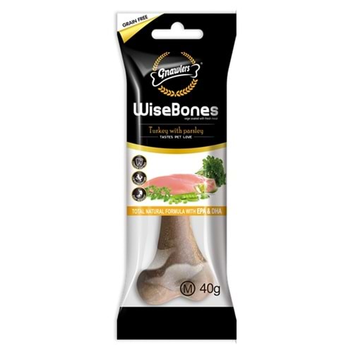 Gnawlers Wisebones Turkey&Parsley(M) 40Gr