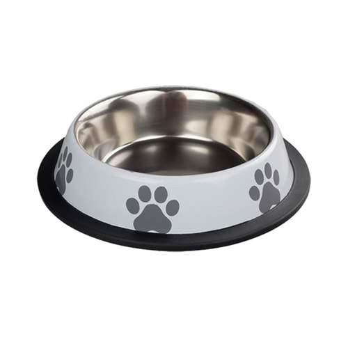 Fancy Paws Pati Baskılı Beyaz Ç.Mama Kabı-16 Oz- 15.5Cm