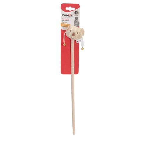 Camon İki Çanlı Kedi Naneli Ahşap Olta, 40Cm